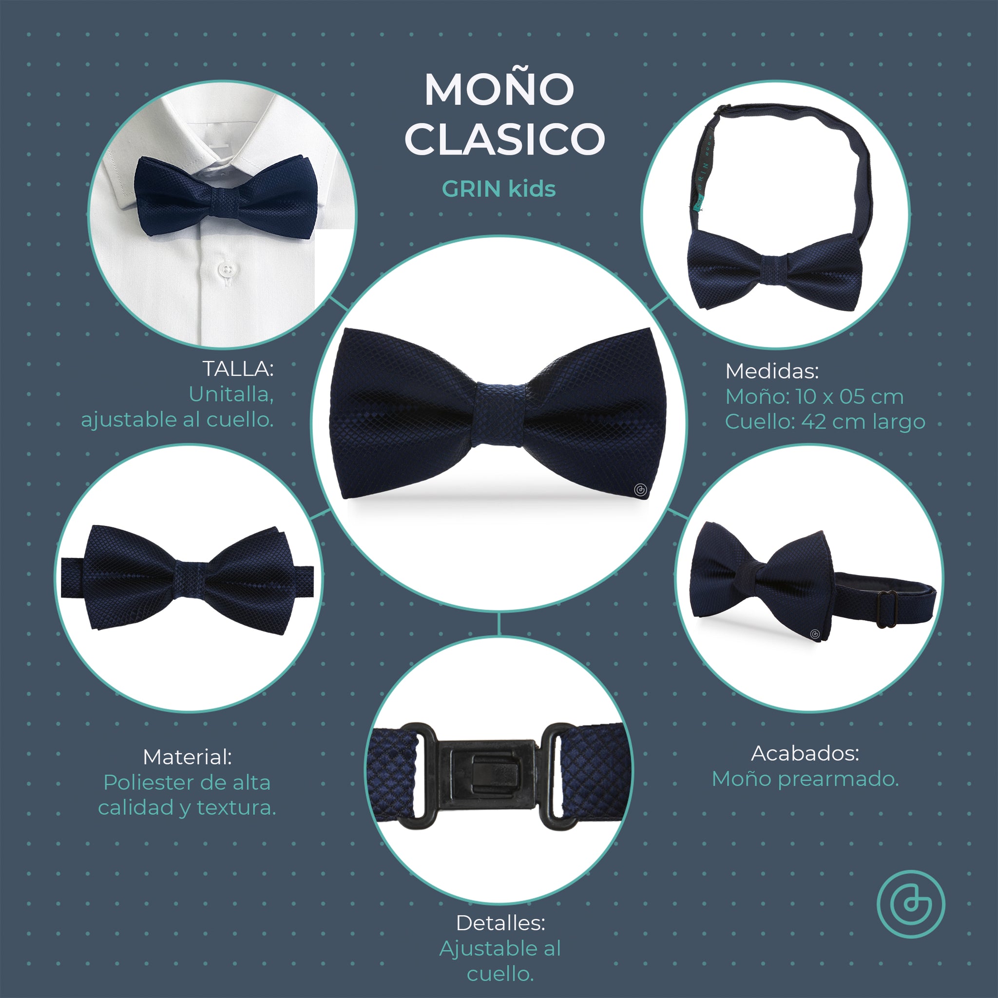 Mono Azul Rey Moño Niño Clásico · Azul rey – GRIN Accs