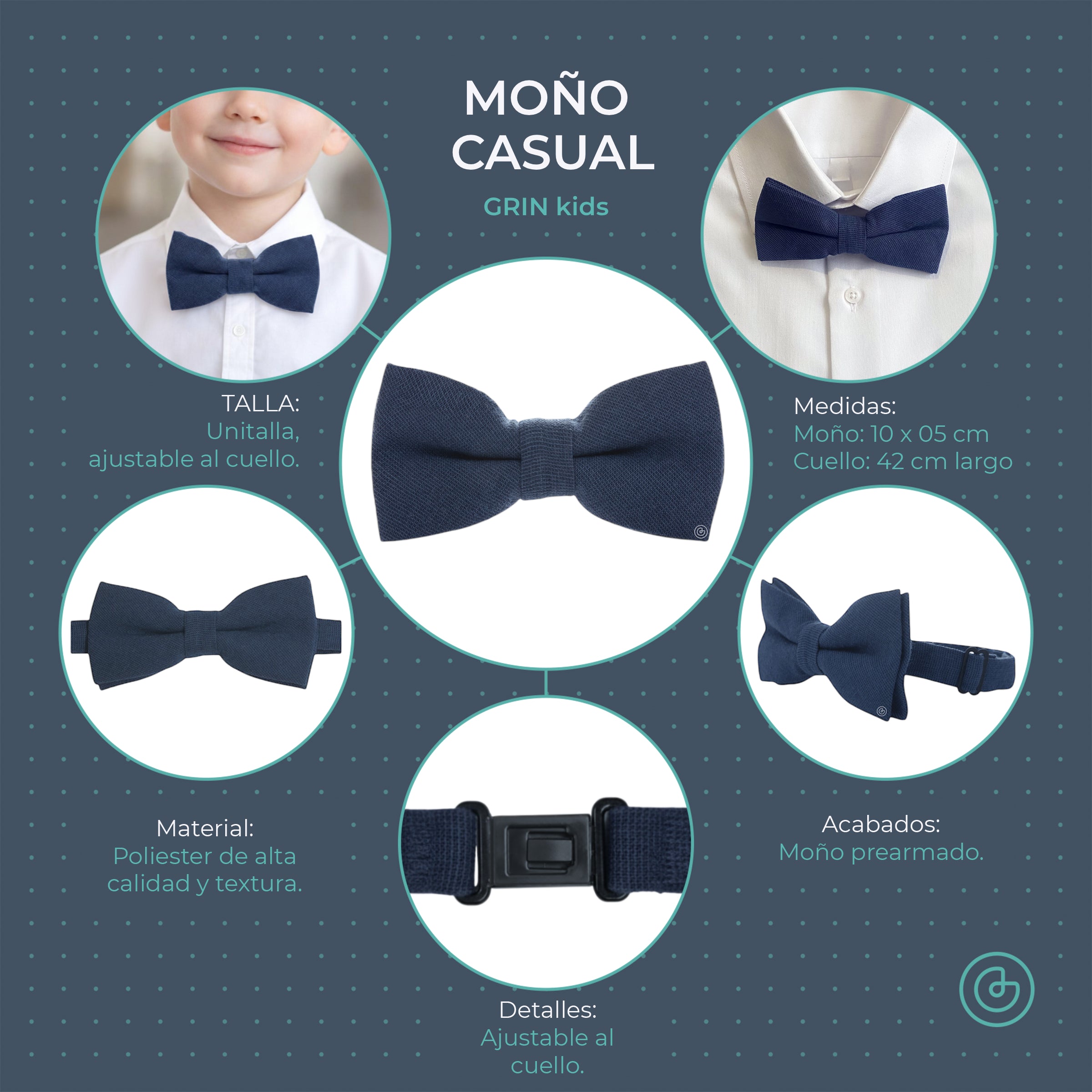 Moño Niño Casual · Rosa Perla