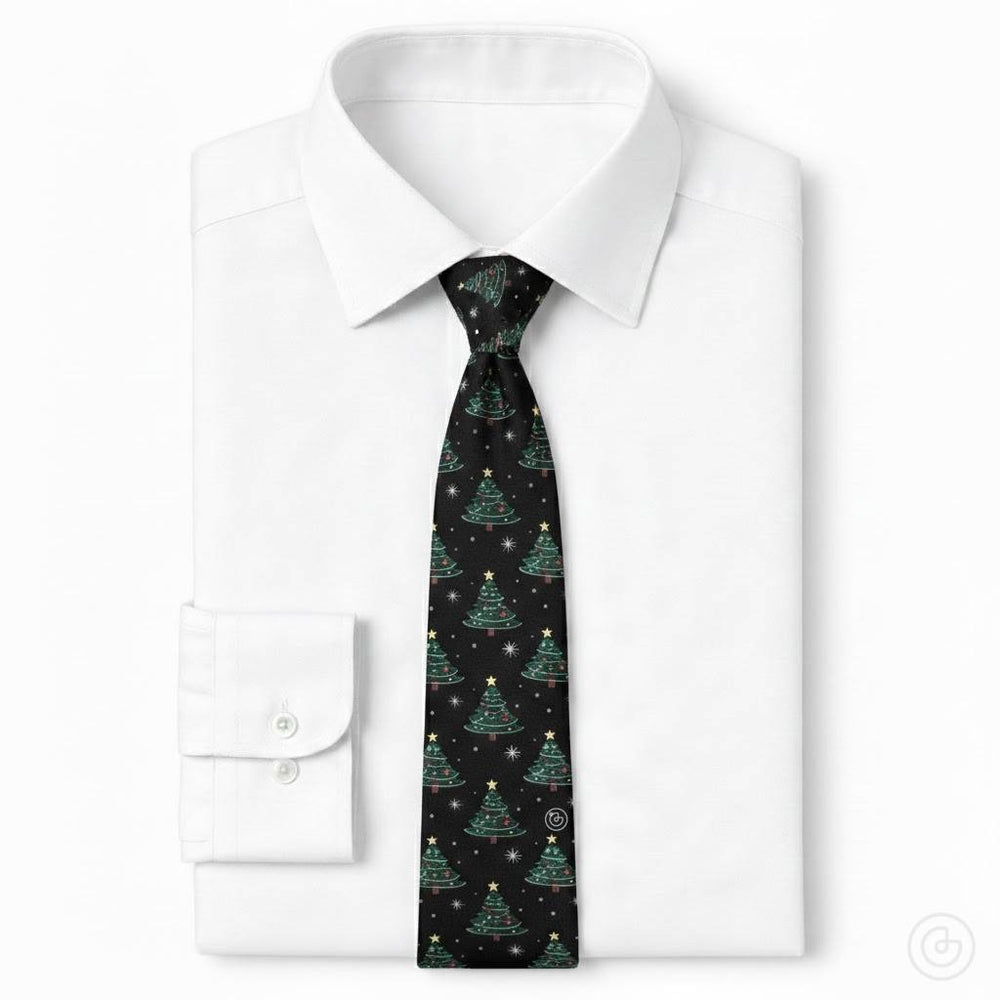 Corbata Navideña Arbolitos - Color Negro - Edicion Limitada