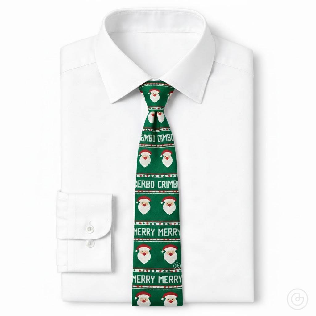 Corbata Navideña Santa - Color Verde Esmeralda - Edicion Limitada