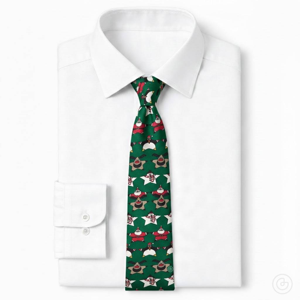 Corbata Navideña Estrellas - Color Verde Esmeralda - Edicion Limitada