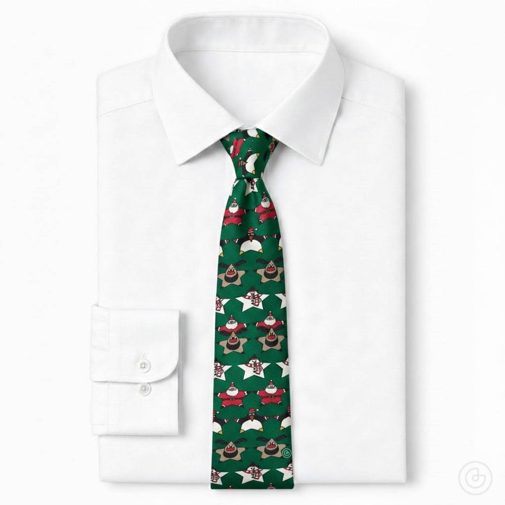 Corbata Navideña Estrellas - Color Verde Esmeralda - Edicion Limitada