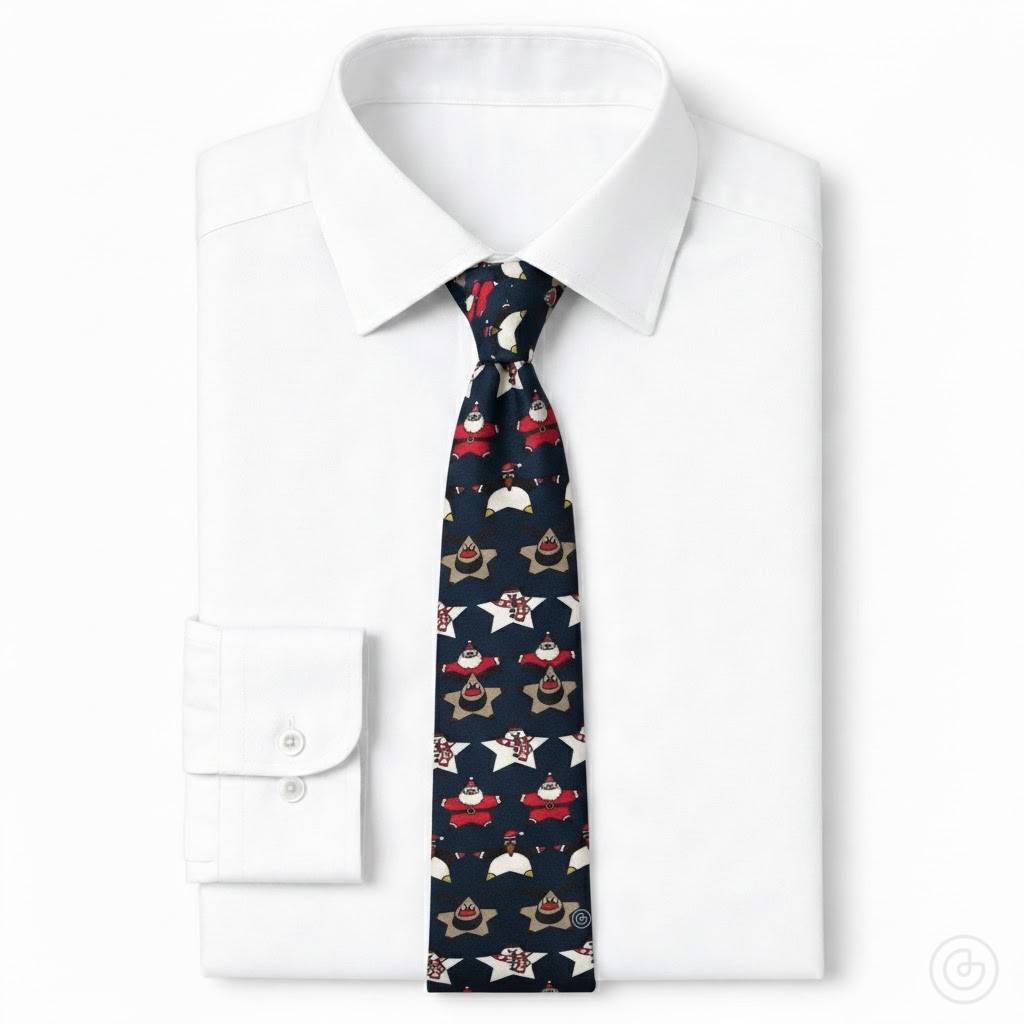 Corbata Navideña Estrellas - Color Azul Marino - Edicion Limitada