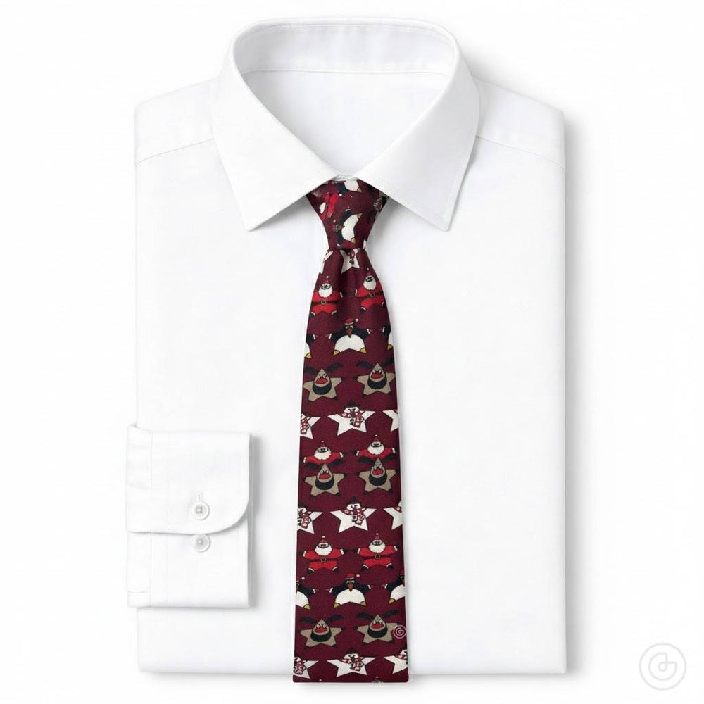 Corbata Navideña Estrellas - Color Vino - Edicion Limitada