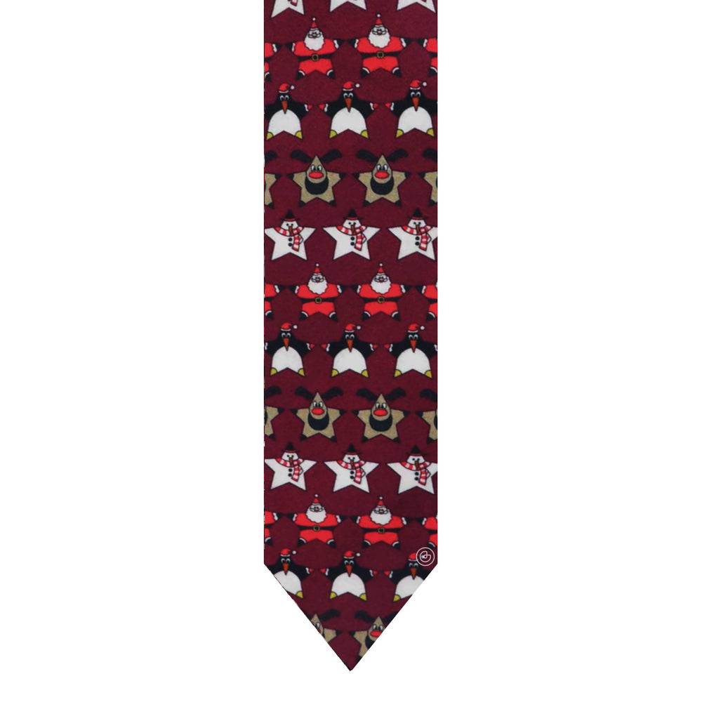 Corbata Navideña Estrellas - Color Vino - Edicion Limitada